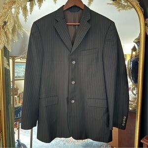 Burberry Charcoal Brown Pinstripe Suit Jacket Sports Coat